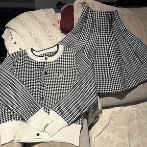 Houndstooth skirt set